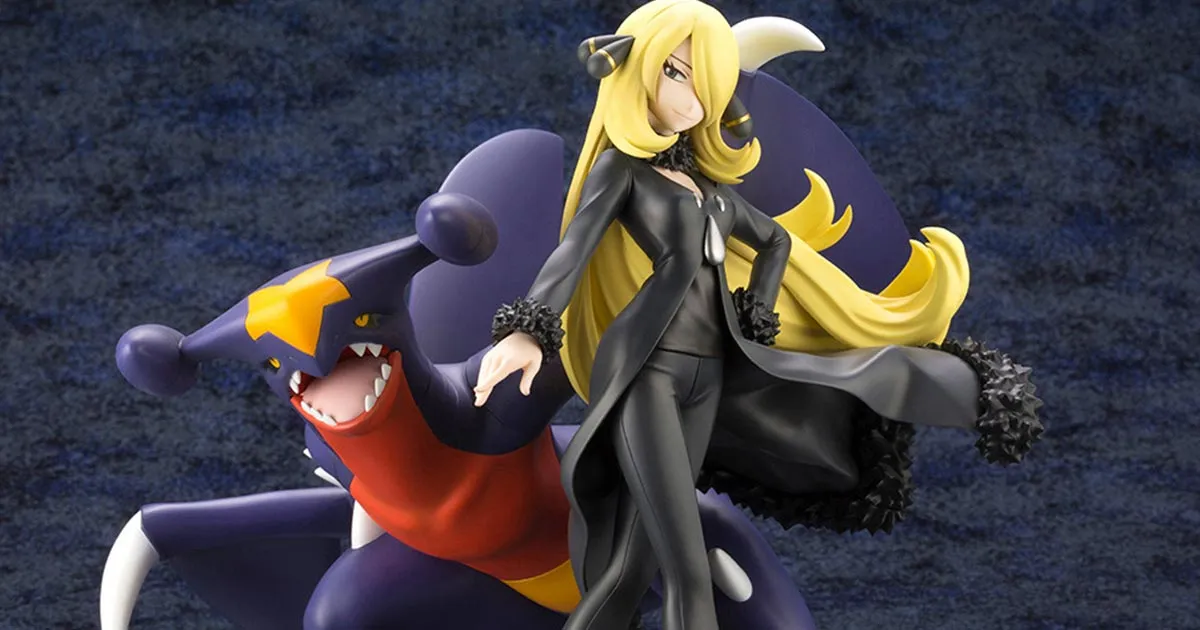 ฟิกเกอร์ Cynthia พร้อม Pokemon มังกรคู่ใจ Garchomp ในซีรีส์ ARTFX J