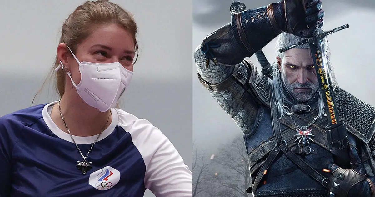 สาวนักแม่นปืนชาวรัสเซียใส่สร้อยคอหมาป่าจากเกม The Witcher III คว้าเหรียญทองโอลิมปิก 2020