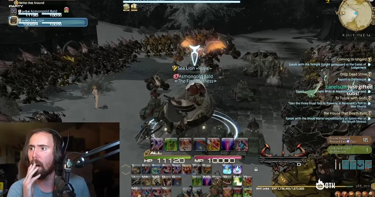 ผู้เล่น Final Fantasy XIV แห่ต้อนรับทะลัก เมื่อ Asmongold เดินทางถึงเนื้อหา Heavensward