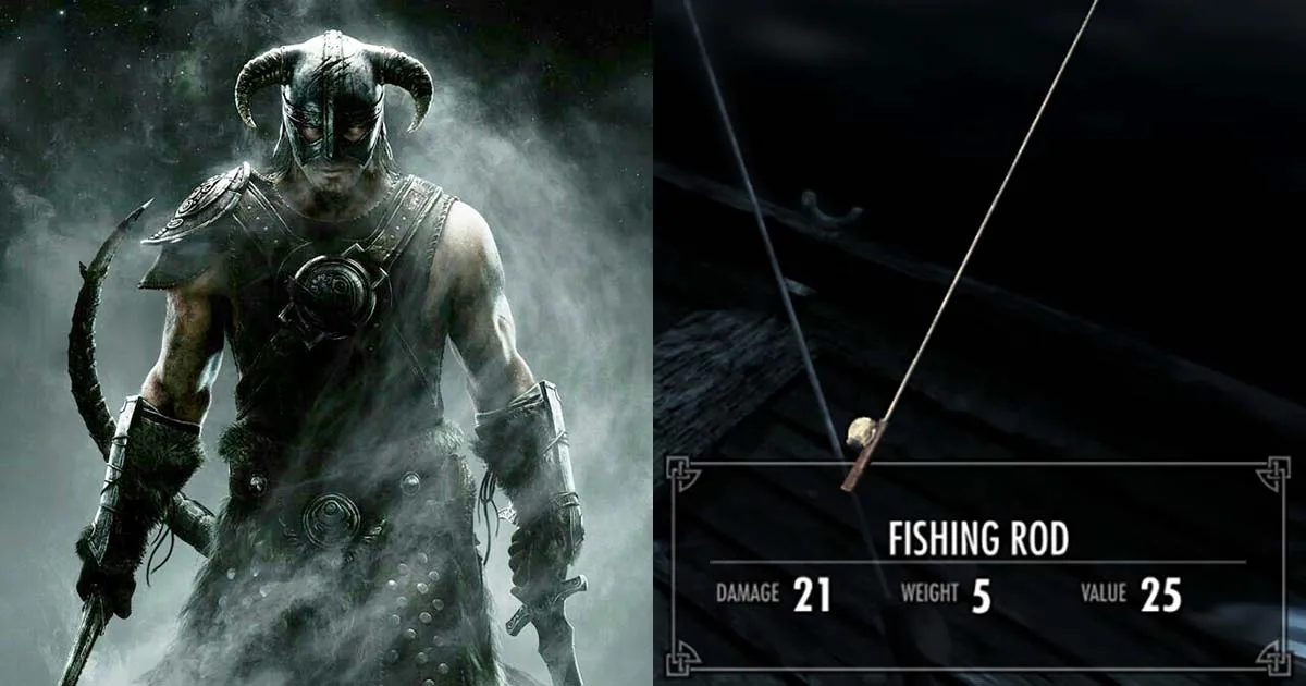เก่งเกิ๊น! กำเนิดเกมเมอร์เทพ โชว์จบเกม Skyrim โดยใช้เบ็ดตกปลาเป็นอาวุธคู่กาย