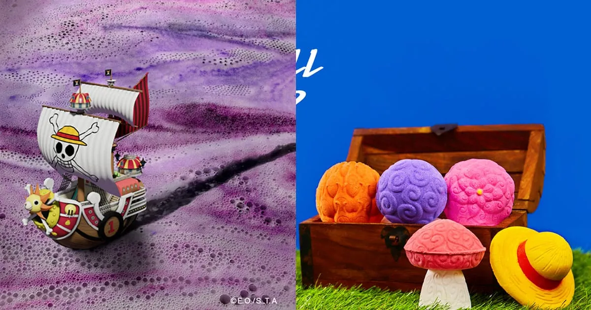 One Piece ร่วมกับ Lush เปิดตัวผงอาบน้ำทรงผลไม้ปีศาจสีสันสดใสและหมวกฟาง