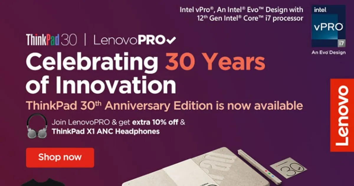 เลอโนโว ฉลองครบรอบ 30 ปี ThinkPad วางจำหน่าย แล็ปท็อป Lenovo ThinkPad X1 Carbon Gen 10 รุ่นลิมิเต็ด อิดิชั่น