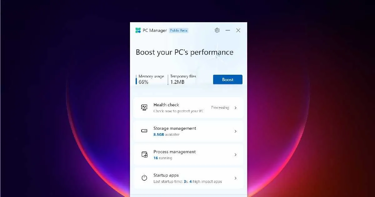 Microsoft เปิดตัวแอป PC Manager สำหรับปรับแต่งประสิทธิภาพเครื่อง