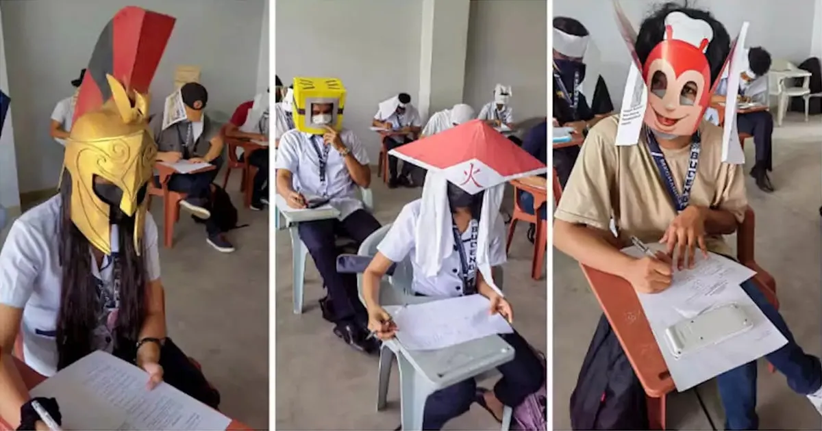 อาจารย์ในฟิลิปปินส์ทำหมวกสุดแปลกให้นักศึกษาใส่ตอนสอบ เพื่อป้องกันการโกง