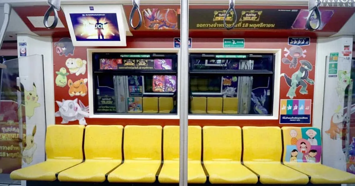 ขบวนรถไฟฟ้าแต่งลาย Pokémon Scarlet and Pokémon Violet เริ่มให้บริการบนรถไฟฟ้าบีทีเอส (BTS) แล้ว