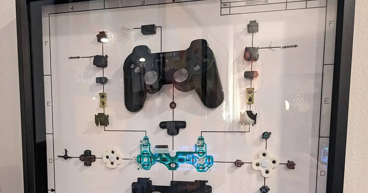 เกมเมอร์นำจอย PS3 ที่เสียแล้วมาชำแหละเป็นงานศิลปะบนฝาผนัง