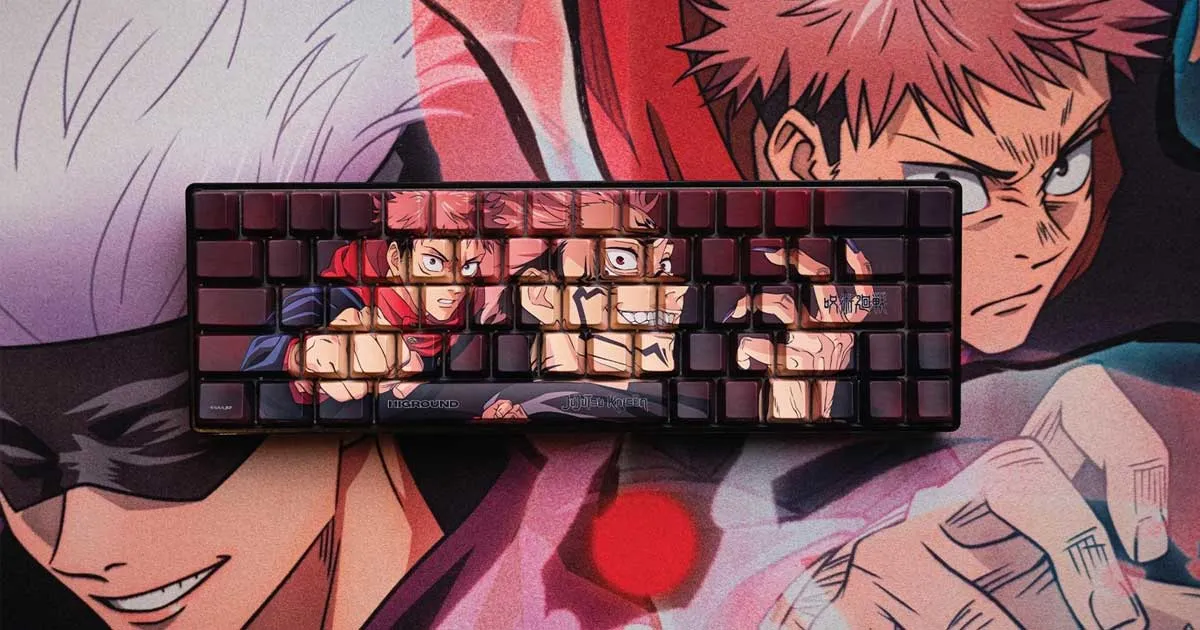คีย์บอร์ดเกมมิ่ง อนิเมะ Jujutsu Kaisen โดยการจับมือของ Higround และ Crunchyroll