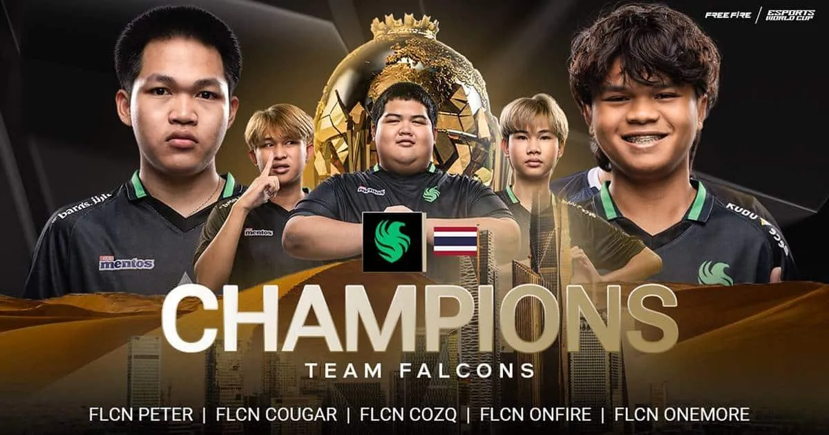 Team Falcons จากไทยคว้าแชมป์โลก รายการใหญ่ Esports World Cup: Free Fire กลับบ้านอย่างสง่างาม