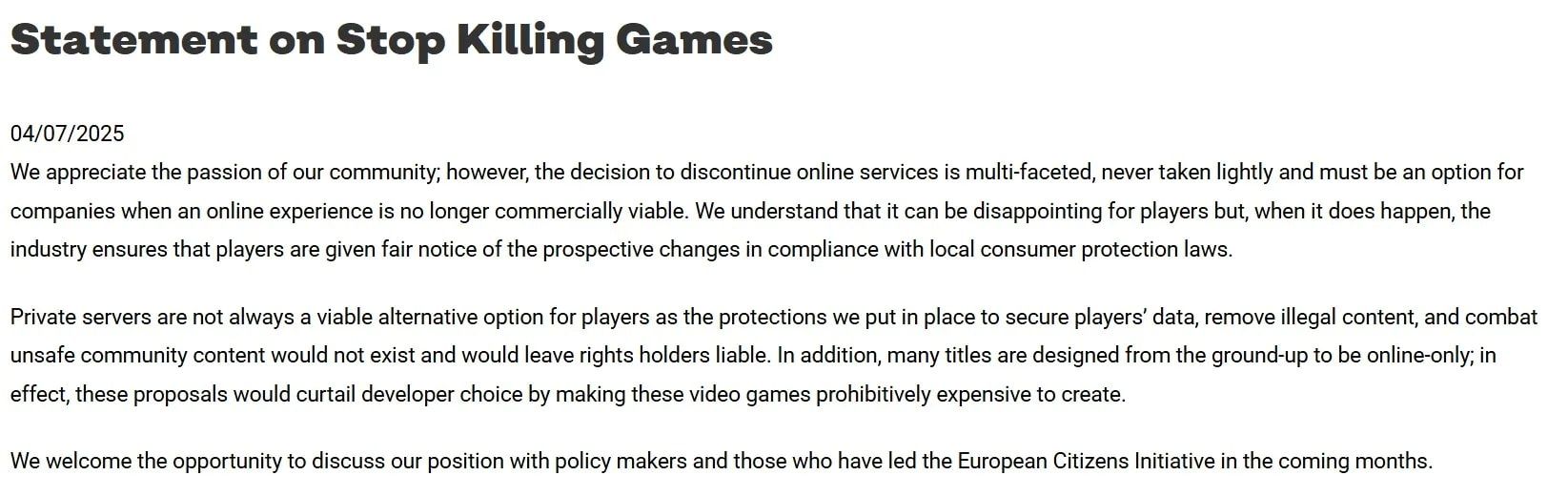 Stop Killing Games