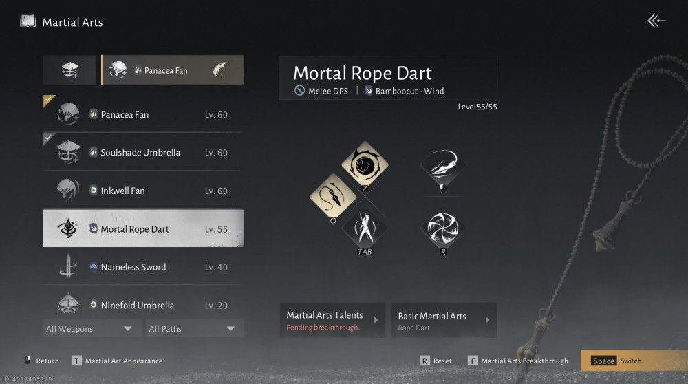 Where Winds Meet Mortal Rope Dart Build