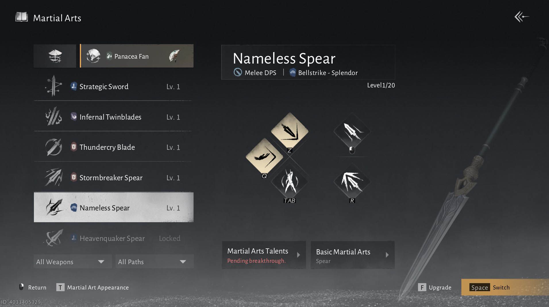 Where Winds Meet Nameless Spear Build