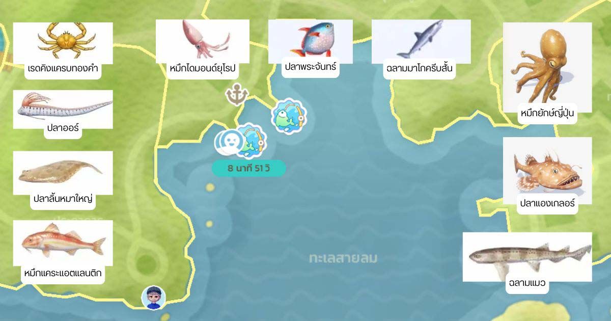 Heartopia จุดตกปลา