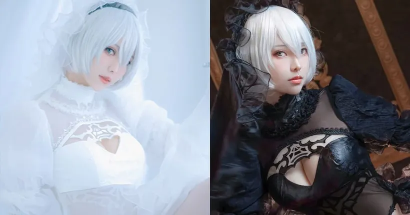 พาชมคอสเพลย์ 2B จากเกม NieR: Automata ในชุดขาว-ดำสุดเซ็กซี่ที่เห็นแล้วหลงแน่นอน