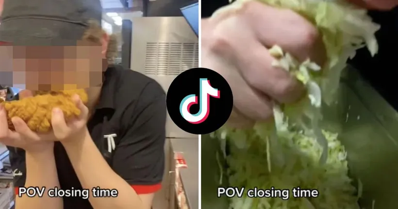 พนักงานร้านไก่ทอดเจอทัวร์ลง หลังลงคลิป TikTok ขณะเลียอาหารเล่น