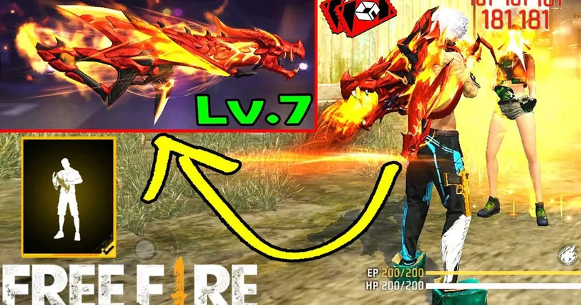 Free Fire ปืนM4A1 มังกรไฟเพลิงนรกLv.7 สวยที่สุดในเกม! - Lucky Camel11