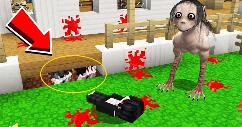 ซ่อนแอบ เอาชีวิตรอด หนีจาก ผีโมโม่ - (Minecraft ซ่อนแอบ)