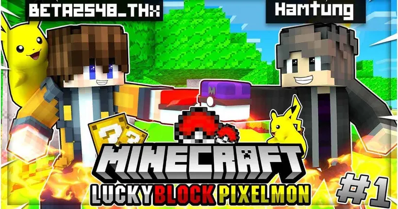 เมื่อผม พา @hamtung มาแข่งเปิด LuckyBlock Pokemon เพื่อมาสู้กัน #1│Minecraft Pixelmon