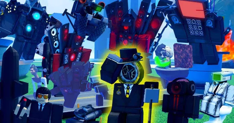 Roblox โหมดบ้าคลั่ง Clockman ปกป้องฐานทัพ Cameraman จากพวกบุกรุก Skibid War Tower Defense