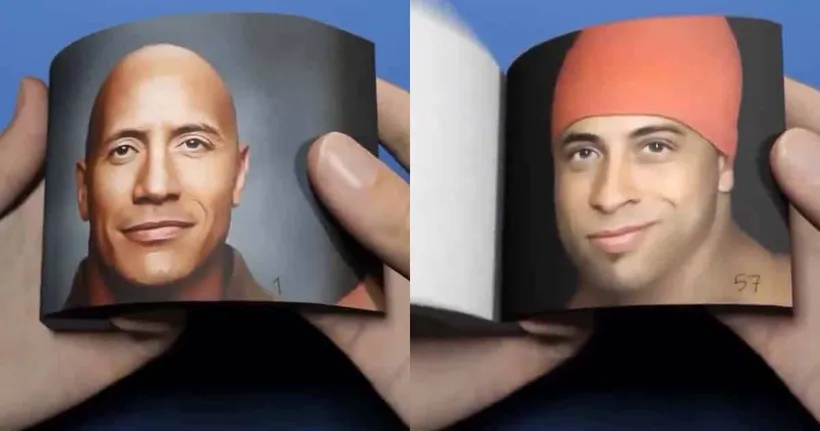 ชมอนิเมชั่น Flipbook ที่เปลี่ยนหน้า The Rock ให้เป็นพรี่โตได้อย่างเนียนกริ๊บ