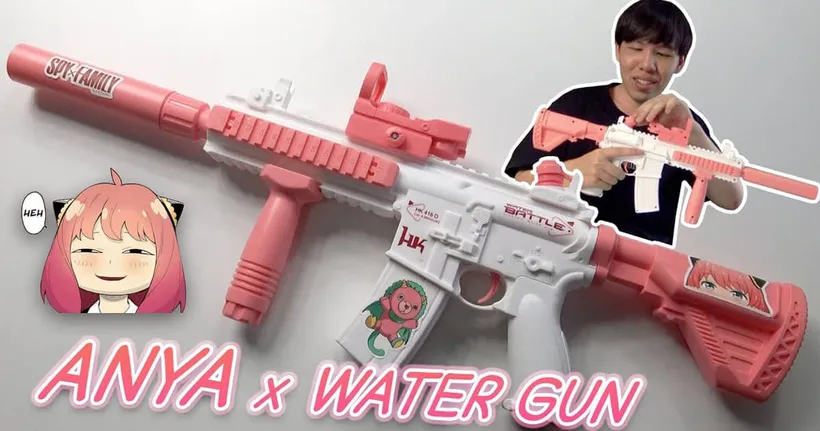 ปืนฉีดน้ำไฟฟ้าอาเนีย!! M416 Water Gun Anya SPY x FAMILY Sticker