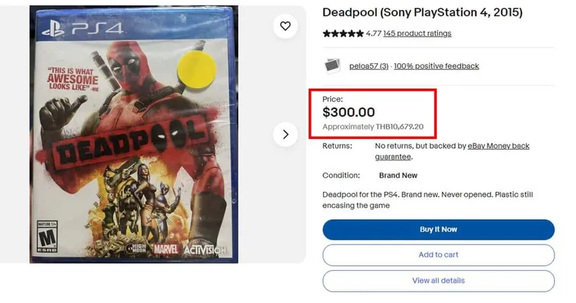 เกม Deadpool บน PS4 ถูกปั่นราคาในประมูลทะลุ 1 หมื่นบาท รับกระแสหนังที่กำลังดัง