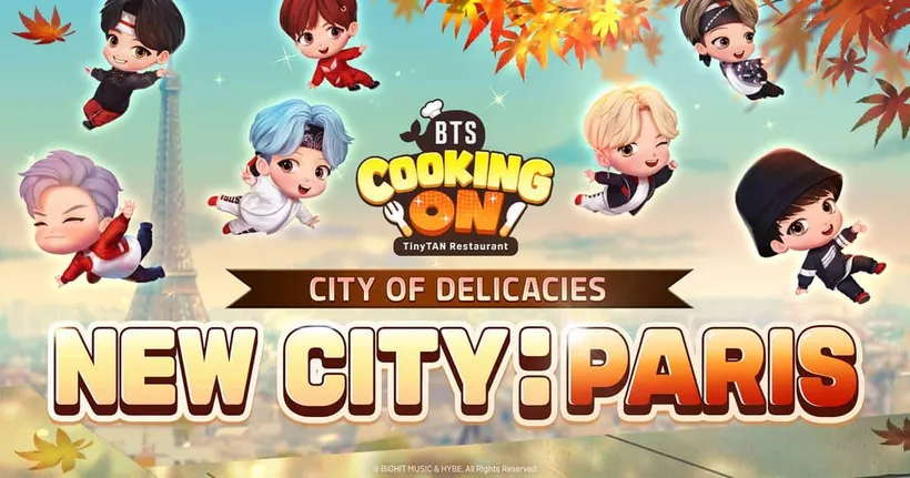 'BTS Cooking On: TinyTAN Restaurant' เกมใหม่จาก Com2uS อัปเดต 'ปารีส' เมืองแห่งอาหารเลิศรส