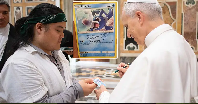 ผู้ใช้ Reddit สุดดีใจ เมื่อองค์พระสันตะปาปาเซ็นชื่อบนการ์ดโปเกมอน Popplio ให้
