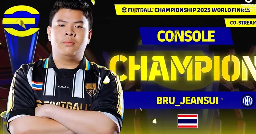 Jeansui นักกีฬาอีสปอร์ตชาวไทยคว้าแชมปป์โลกรายการ eFootball CHAMPIONSHIP 2025 WORLD FINALS