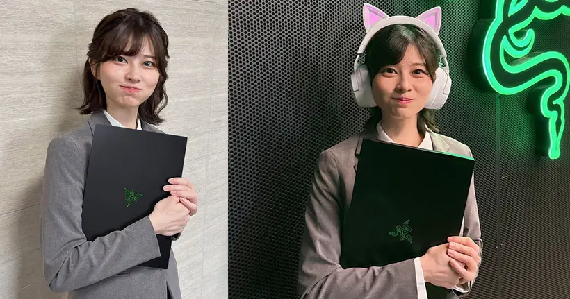 Saori Araki ไอดอลสาวชุดออฟฟิศสุดน่ารักโพสต์ภาพถือโน๊ตบุ๊ค RAZER ของจริงแล้ว!