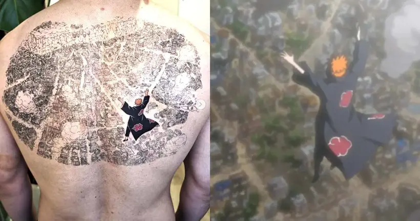 saili_ink ช่างสักสายอนิเมะปล่อยผลงาน Pain 6 วิถีถล่มหมู่บ้านโคโนฮะ