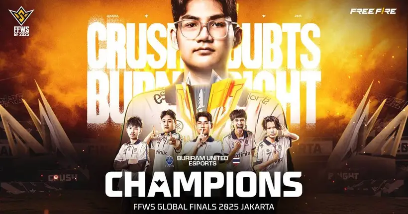 ทีมไทยคว้าแชมป์! Buriram United Esports ผงาดขึ้นแท่นแชมป์โลกอีสปอร์ตเกม Free Fire