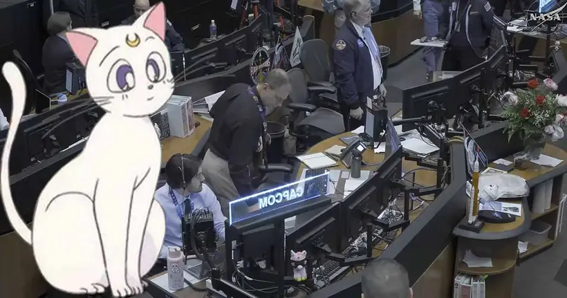 แมวผู้พิทักษ์ Artemis จาก Sailor Moon โผล่ร่วมทีมควบคุมภารกิจไปดวงจันทร์ Artemis II กลาง Live NASA