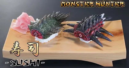 เหมือนเวอร์! ซูชิสุดแนว โปะหน้าหางมังกร กลิ่นอายเกม Monster Hunter มาเต็ม