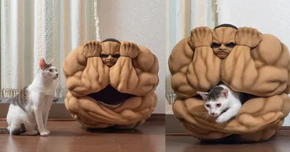 แข็งแกร่ง Mr. Unchained จาก Baki ถูกนำมาทำเป็นที่นอนแมว