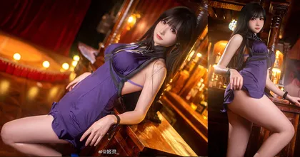 พาชมสาวจีนคอสเพลย์เป็น Tifa ในชุดสีม่วงสุดเซ็กซี่ที่เห็นแล้วหลงรักเลย