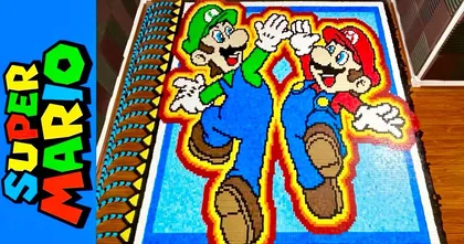 ยูทูบเบอร์ต่างประเทศทำภาพ Mario & Luigi ด้วยการเรียงโดมิโน่กว่า 3 หมื่นชิ้น