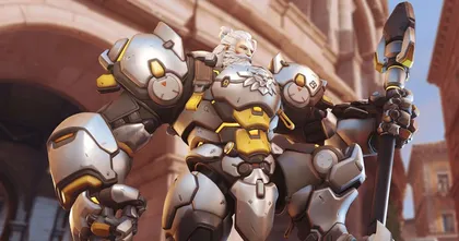 ผู้เล่น Reinhardt ใน OW2 สละชีพปกป้องเพื่อนจากท่าอัลติฯ ของ D.Va