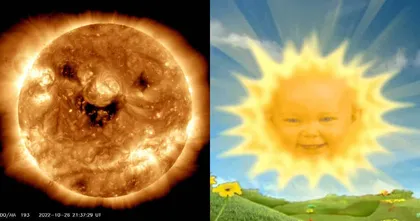 NASA จับภาพดวงอาทิตย์รอบใหม่ พบเป็นหน้ายิ้มคล้ายดวงอาทิตย์ในเทเลทับบี้ส์