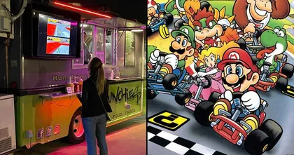 ชมฟู้ดทรัคในต่างแดนที่ให้ลูกค้าเล่นเกม Mario Kart ระหว่างรออาหาร