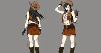 Square Enix ปล่อยภาพคอนเซ็ปต์อาร์ตของ Tifa วัยเด็กสาวในชุดคาวบอย