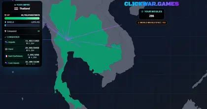 ในเกม Clickwar.Games ตอนนี้ ประเทศไทยได้ชัยชนะ เข้ายึดเป้าหมายเป็นที่เรียบร้อยแล้ว!