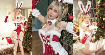 PeachMilky โชว์ผลงานคอสเพลย์ชุดใหม่ที่พร้อมส่งความน่ารักในธีม Christmas Bunny